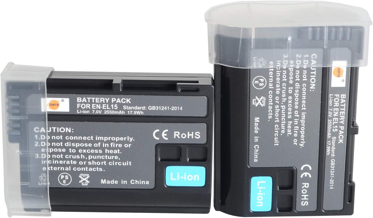 DSTE Electron 2PCS EN-EL15 (2550mAh/7.0V) Battery Compatible for Nikon Z6 Z7 D7200 D7100 D7000 D750 D810 D750 D800 D800E D810A