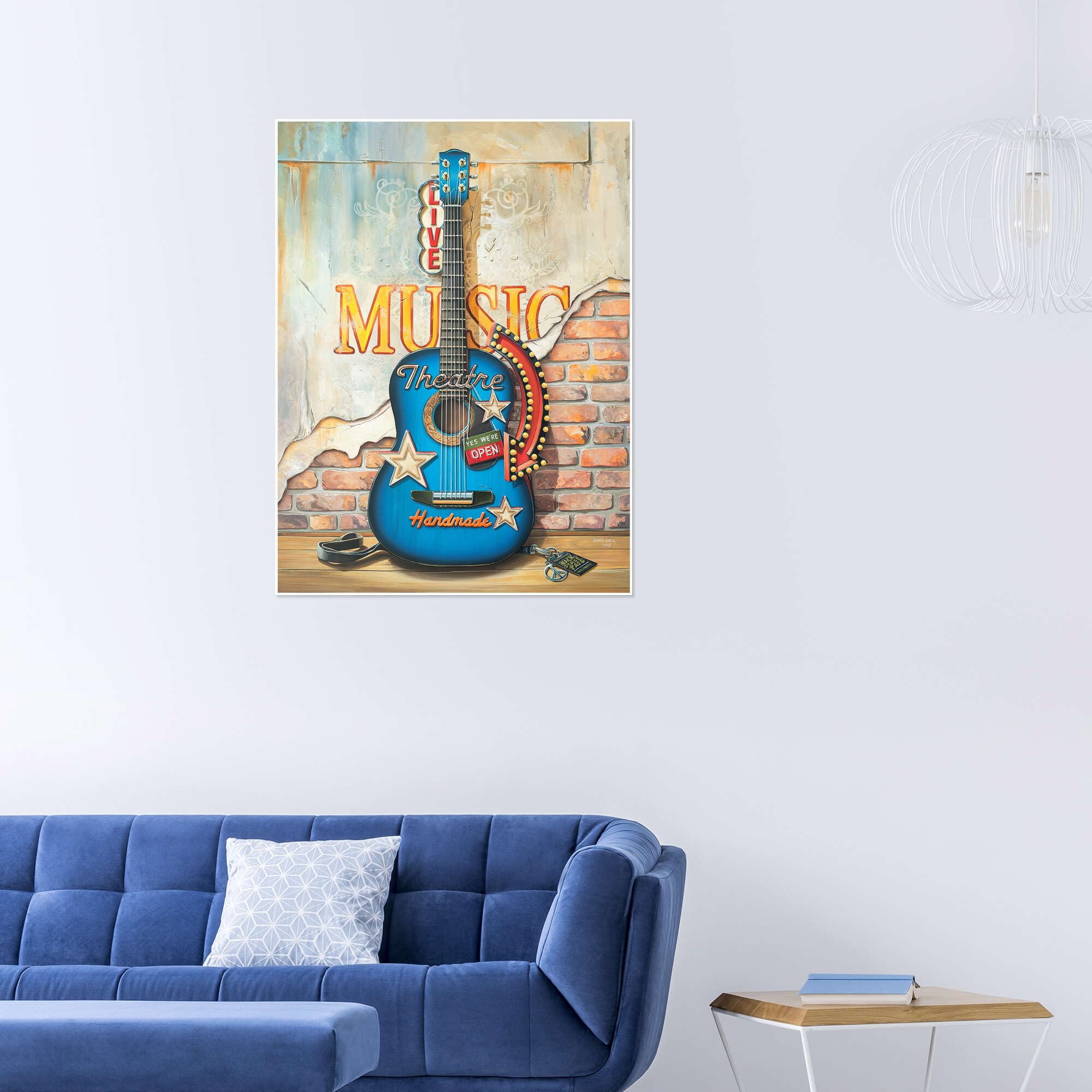 Posterlounge Live Music Poster | 100 x 130 cm di Georg Huber Blu Quadri Decorazione per pareti