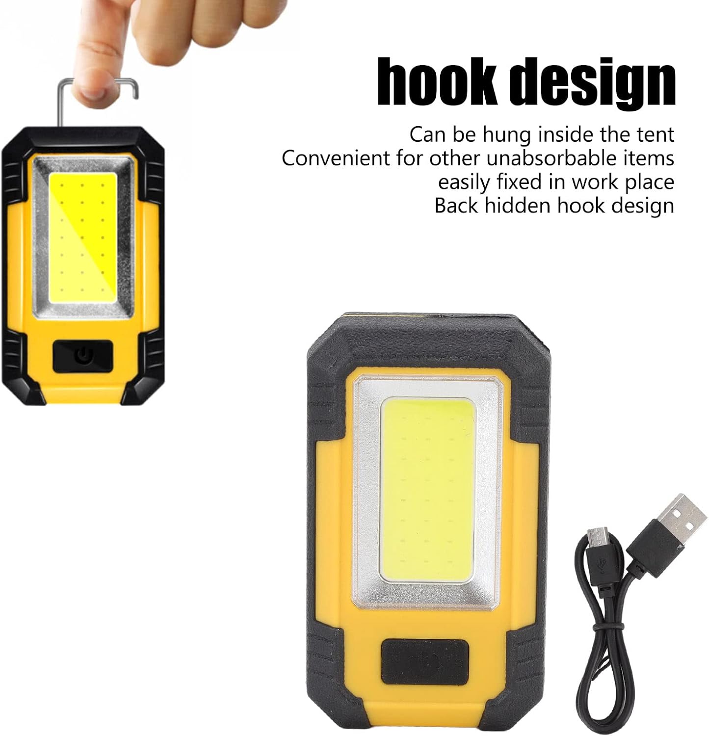 Rechargeable Work Light, Strong Light,Weak Light,Flash 3 Gears Adjustable USB Charging Work Light Magnetic Absorption, Job Site and