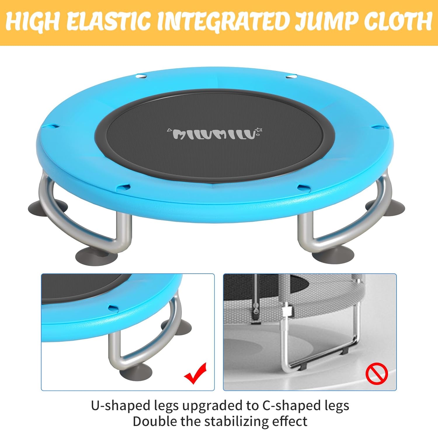 60" Indoor Outdoor Trampoline for Kids,MILUMILU Mini Baby Trampoline with Safety Enclosure Net, Basketball Hoop, Jumping Mat - Birthday Gifts for Children Boy Girl.