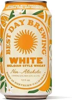 Best Day Brewing Belgian White Non-Alcoholic Craft Beer - 12 Pack - Premium Ingredients incl. Organic Chamomile Flower - ​​Low Carb & Low Calorie (12 fl oz cans)