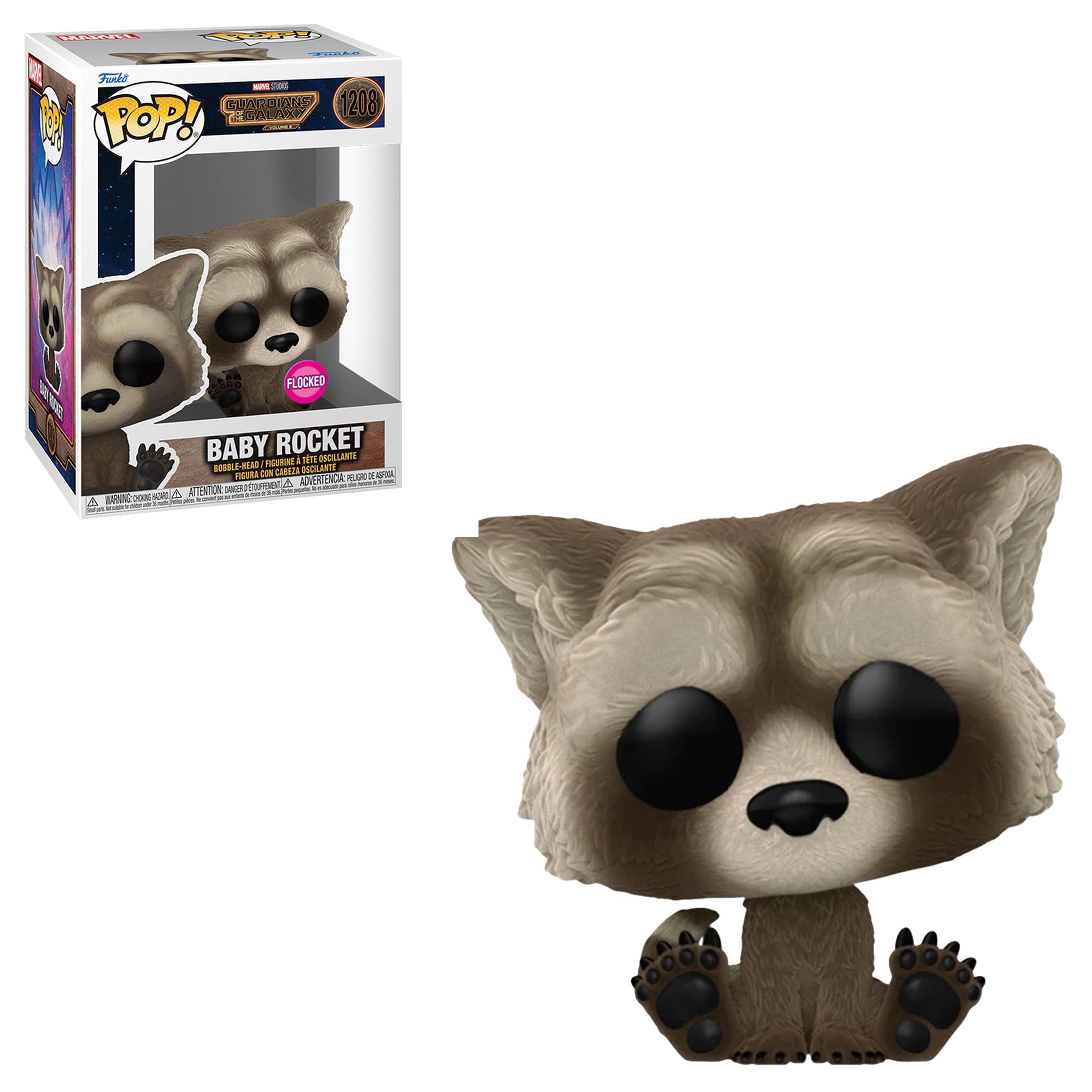 Funko Pop! Marvel: Guardian of The Galaxy Volume 3 - Baby Rocket, Exclusivce Multicolor Flocked Collectible Vinyl Figure #1208