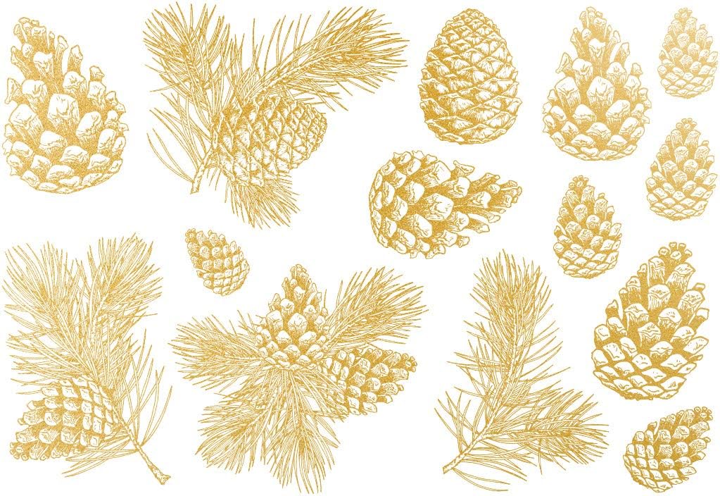 Ceramic Decals - Overglaze Gold - Enamel Decal - Waterslide Decal Gold Pine Cone
