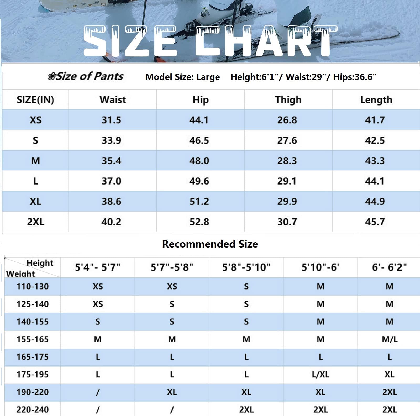 ALSOGO Pantalons de Ski pour Hommes Imperméables et Coupe - Vent Pantalons de Neige Pantalons Extérieurs Bretelles Amovibles Bavoir de Snowboard
