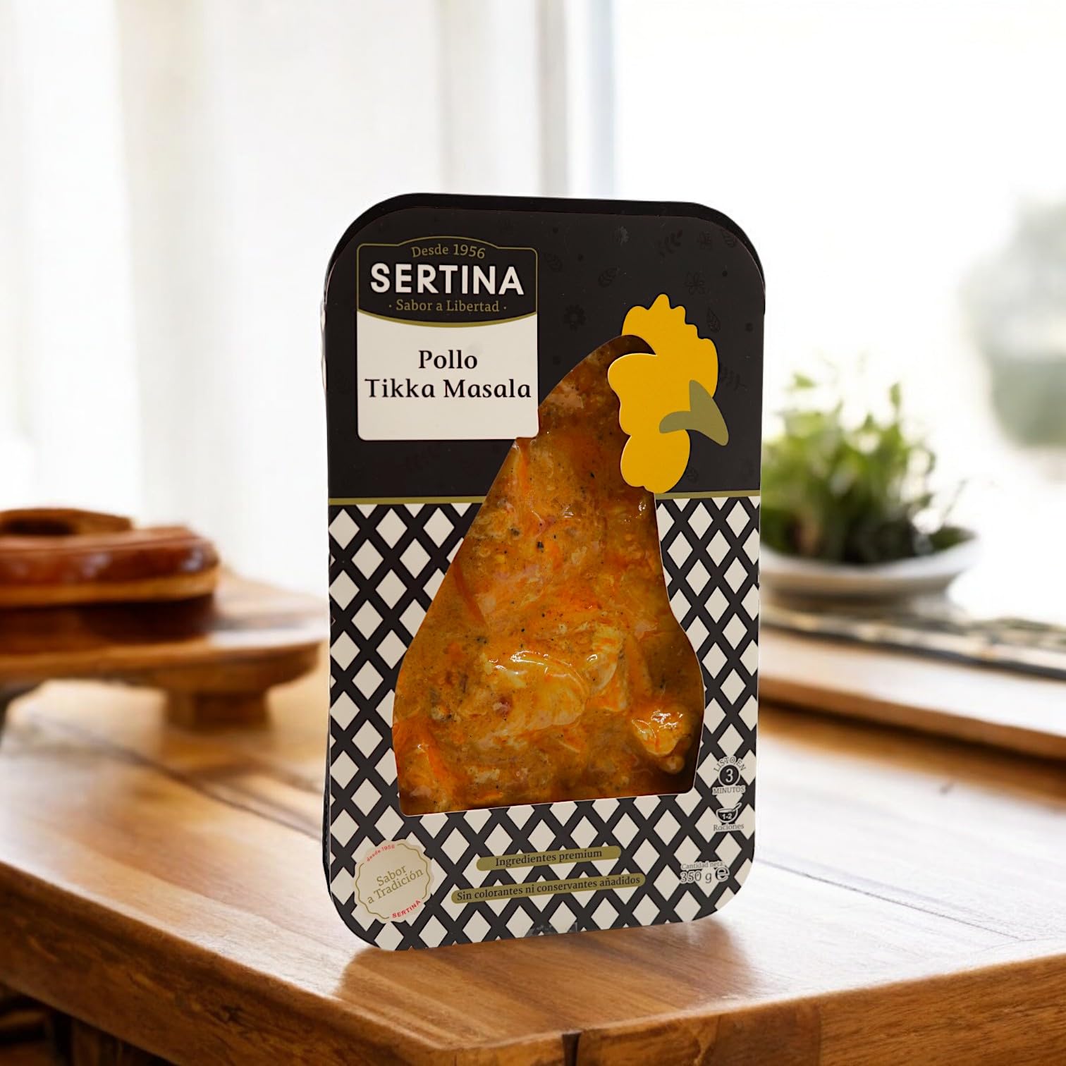 Sertina Pollo Tikka Masala - Paquete de 6 x 350 g - Comida gourmet lista para comer - Receta india auténtica con muslos de pollo deshuesados, sabor casero, sin conservantes