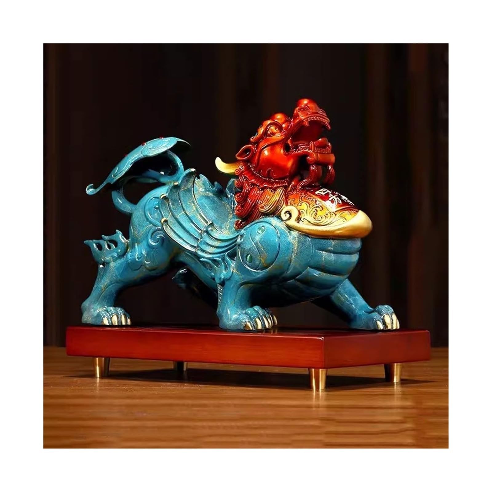 YNIYUJKL Feng Shui Buddha Statue Inviting Wealth Pixiu Ornaments Vintage Copper Gathering Wealth Decorations Office Lucky Feng Shui Ornaments Desktop Decoration Ornaments,Left-M
