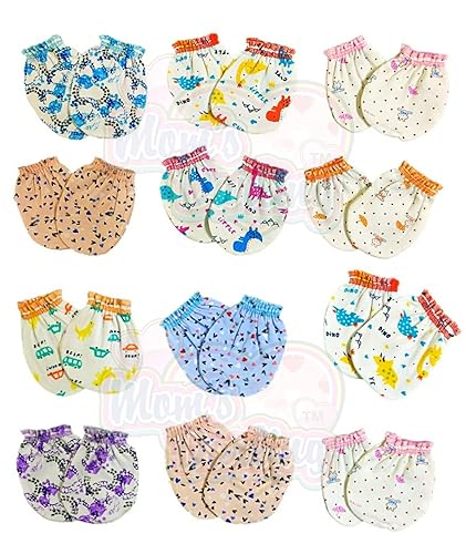 Moms Darling Newborn Baby Cotton Mittens Set/Gloves Set/Multicolor