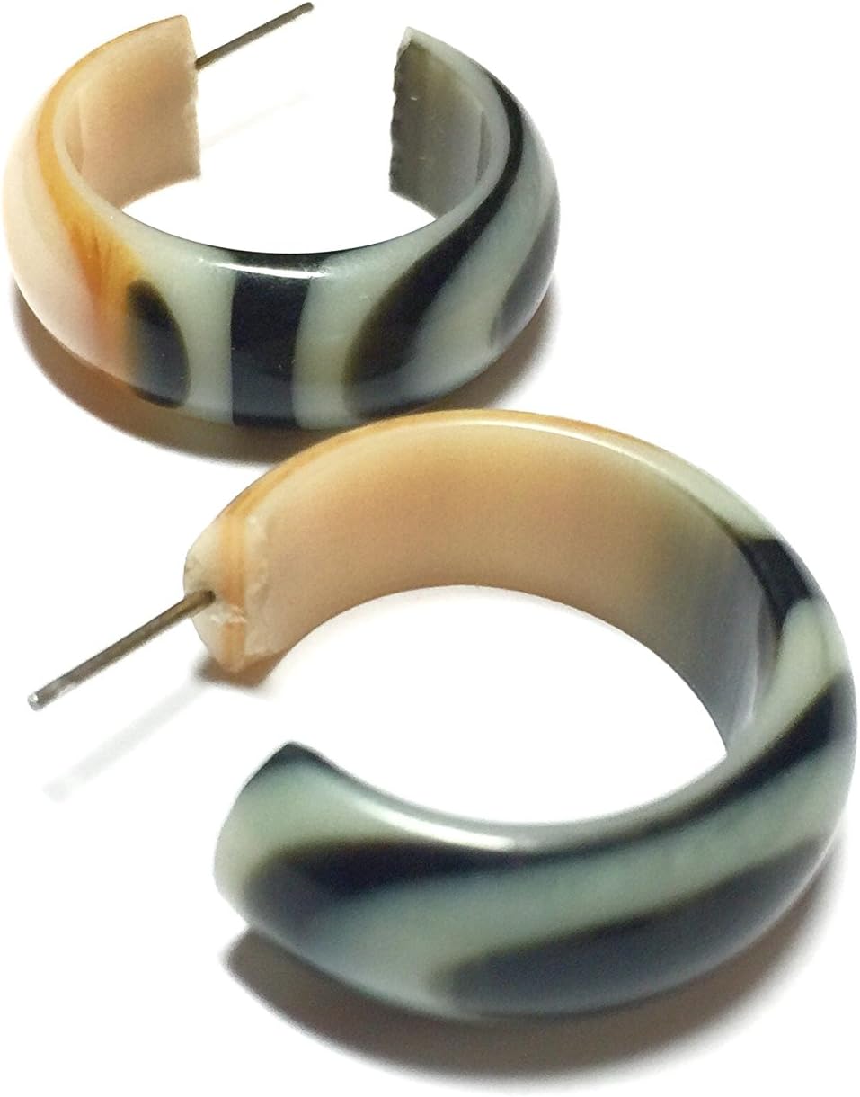 Frosted Tiger Lily Hoops | vintage lucite stripe Small Simple hoop earrings - SIMSM-YL-3