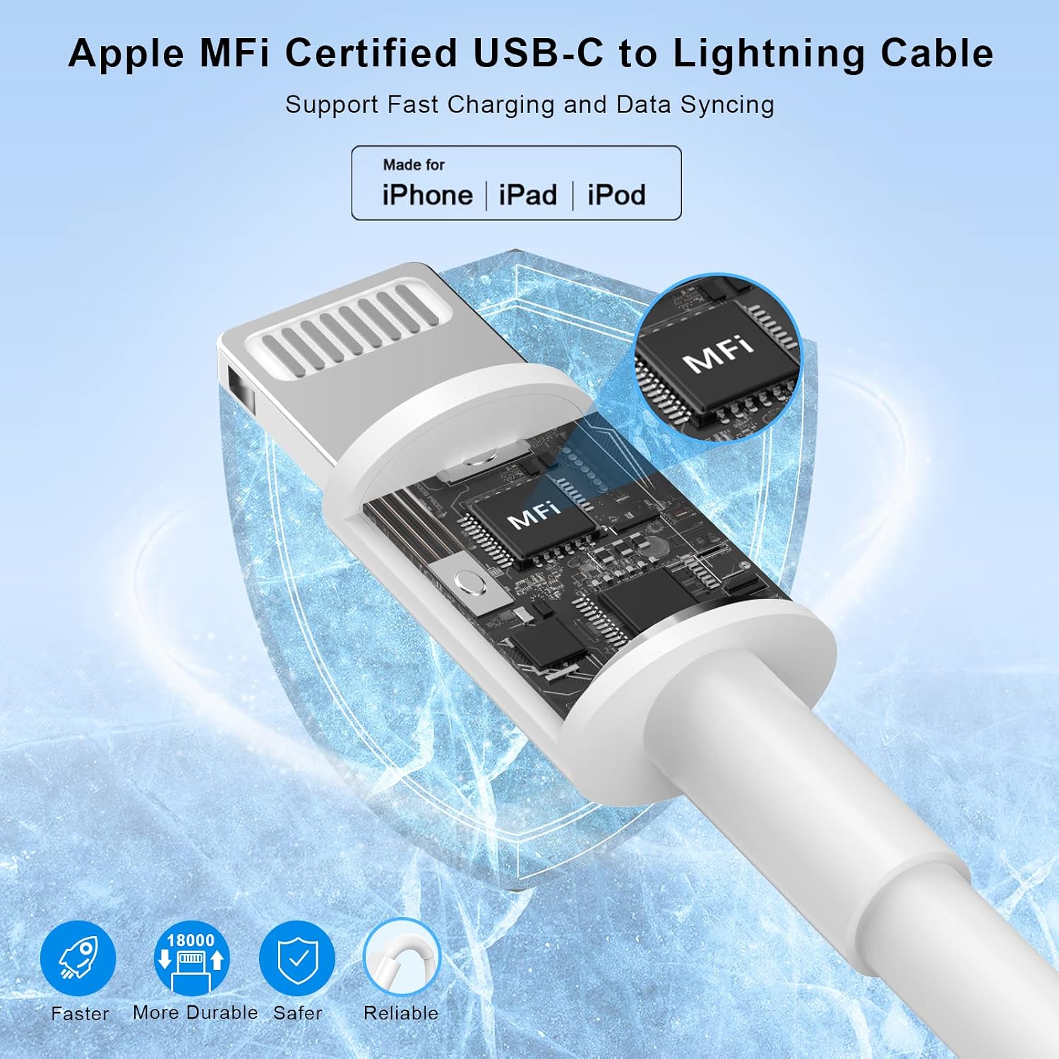 iPhone 14 13 12 Fast Charger, [Apple MFi Certified] 2 Pack 20W Type C Fast Charging Block with 10FT Long USB C to Lightning Cable Compatible for iPhone 14 13 12 11 Pro Max XS XR X 8, iPad, AirPods Pro