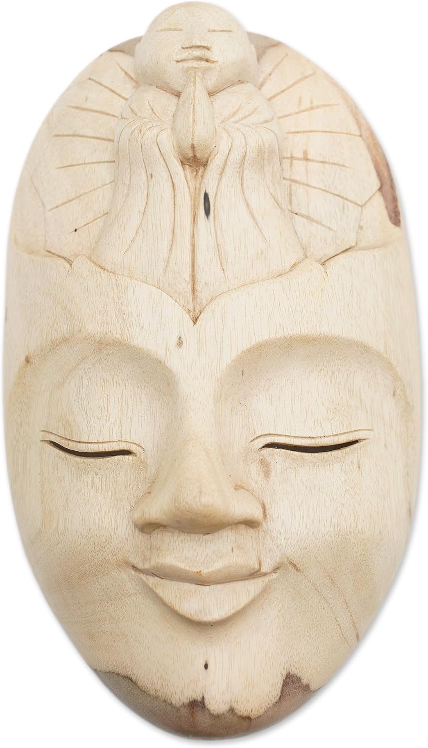 NOVICA Decorative Religious Hibiscus Wood Mask, Brown, 'Face Of Piety'