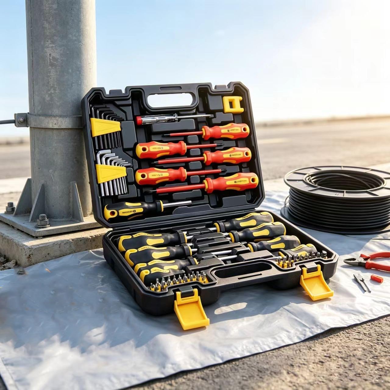 Minhe Set di cacciaviti magnetici isolati con custodia, 72 pezzi | Strumento di sicurezza elettrico in acciaio cromato 1000V per la manutenzione di elettrodomestici e montaggio di mobili