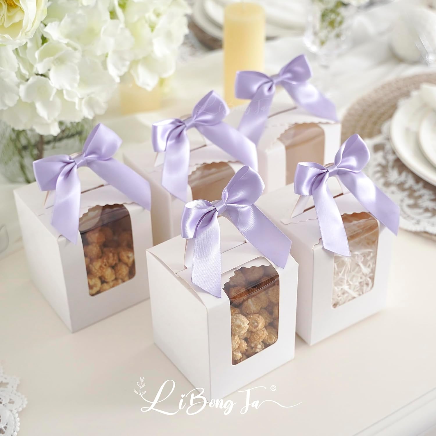 3.5" Lavender Bow Satin Pre-Tied Bows for Gift Wrapping, Small Bows for Crafts, Purple Bows, Candy Apple Bows, Twist Tie Bows for Cake Decorating, Party Favor, Wedding Decoration-36 Counts - Image 4