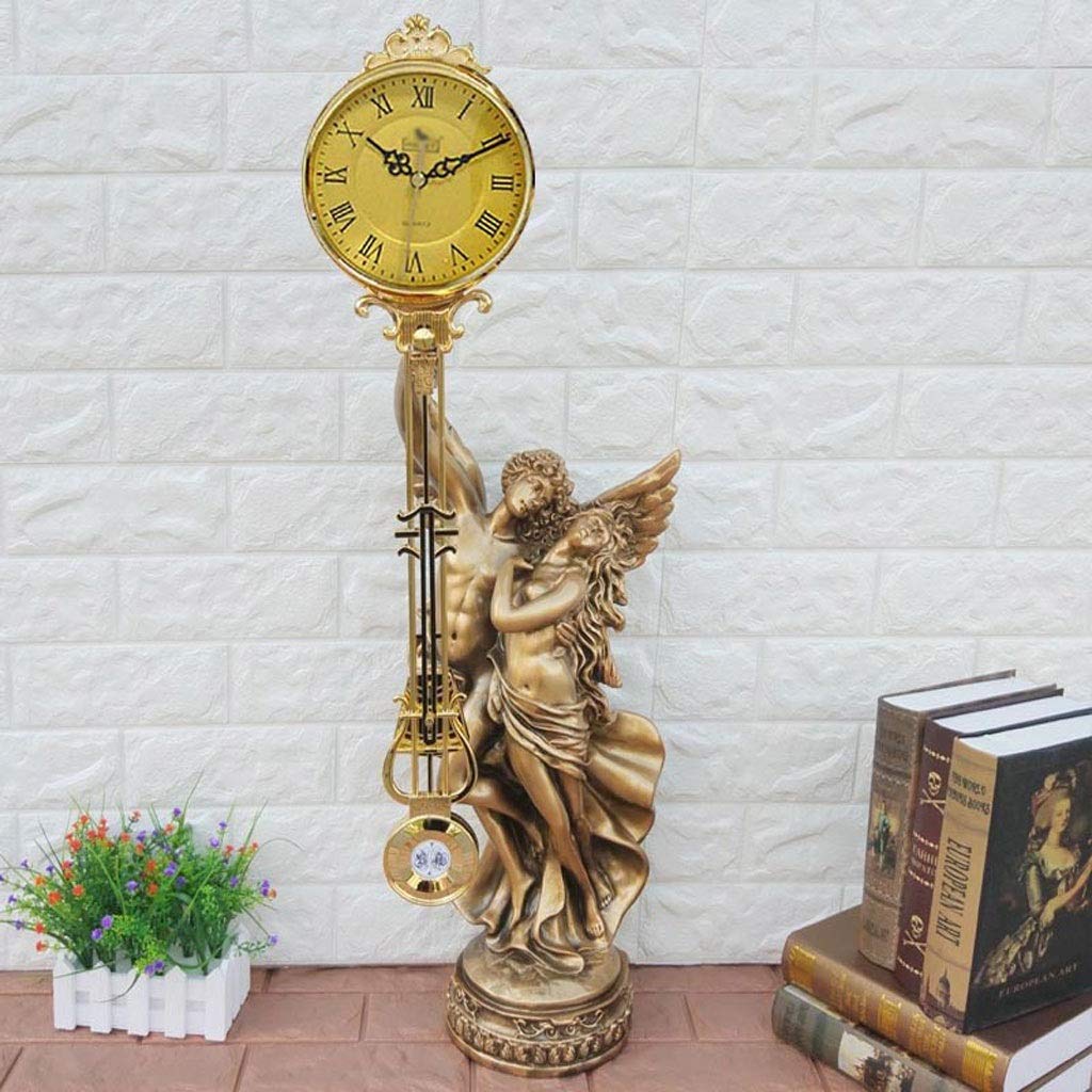Hong Yi Fei-Shop Floor Grandfather Clocks Classical Family Living Room Mute Clock European Desk Pendulum Craft Clock Couple Dance Clock Desktop Clock (Color : E)