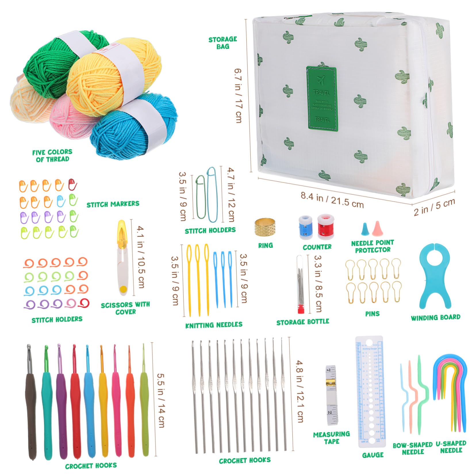 POPETPOP Uncinetto Kit Strumenti per Uncinetto Forniture per Lavori Artigianali con Borsa per Trasporto per Principianti e Esperti