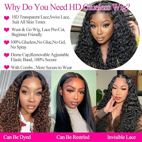 Miniatura 7 de Wear and Go - Pelucas de cabello humano sin pegamento, predepiladas, pelucas cortas Bob con para mujeres negras, peluca de cierre de encaje HD de 5