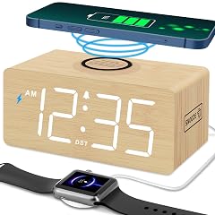 Dream Sky Wooden Digital Alarm Clock with Wireless Charging for Bedroom, Bedside Nightstand Clock photo Dream Sky Wooden Digital Alarm Clock with Wireless Charging for Bedroom, Bedside Nightstand Clock