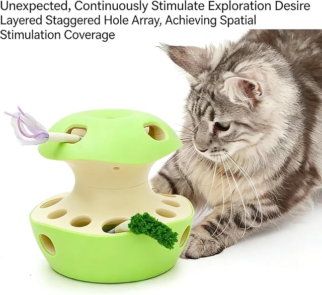 Foto 2 de 7 de Qosneoun Juguete de rompecabezas para gatos, juguete interactivo con forma de manzana