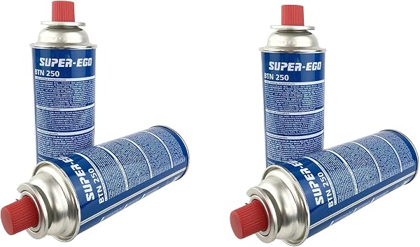 Pack de 4 und Super-Ego BTN 250 Cartucho de Gas Butano, 227g, Compatible Universal, Diseño Compacto - 1