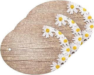 MAOBLYR Quick Absorption Household Cleaning Sponge,Double-Sided Reusable3.54x2.56In,Kitchen Tableware Multi-Purpose Cleaning 3 Sets-Daisy Flowers Wooden Background