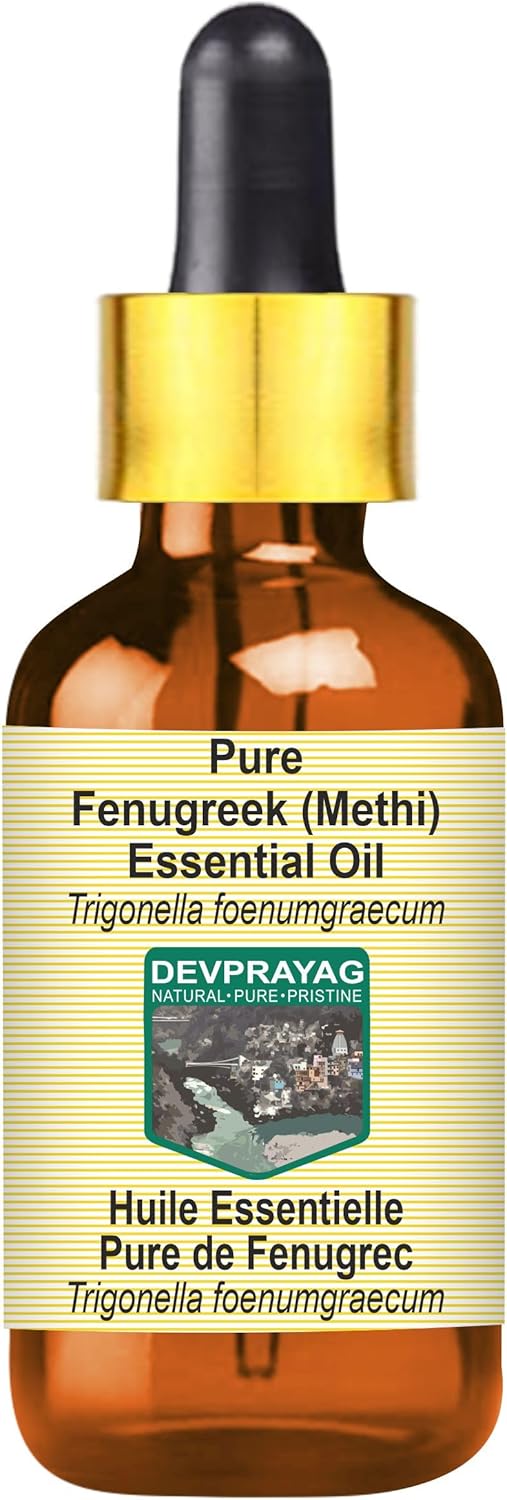 Pure Fenugreek (Methi) Essential Oil (Trigonella foenumgraecum) with Glass Dropper Steam Distilled 100ml (3.38 oz)