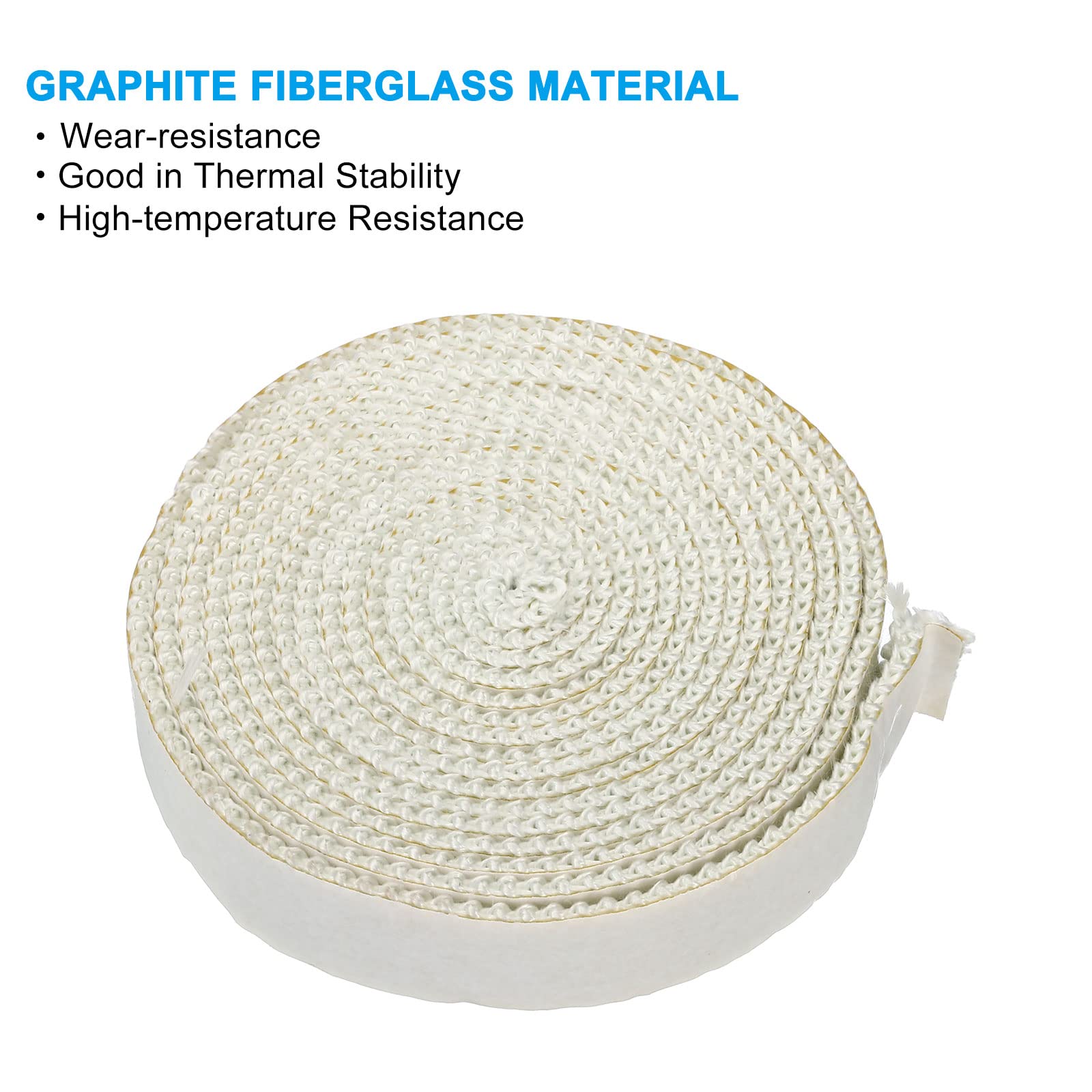 Guarnizione for stufa a legna in fibra di vetro resistente alle alte temperature - Corda di tenuta autoadesiva for porta del camino - Bianca(3/4inx1/8inx118in)