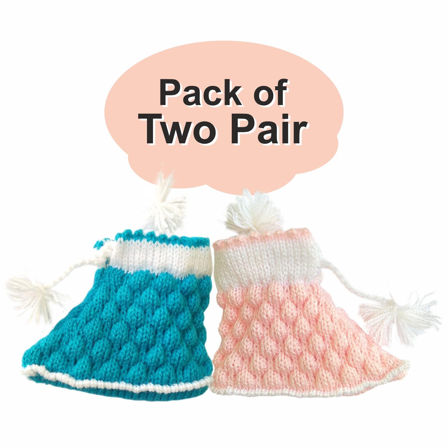KIDSKA New Born Baby Winter Socks Woolen Socks for Baby (3-6 Months) Pack of 2 Pair 4