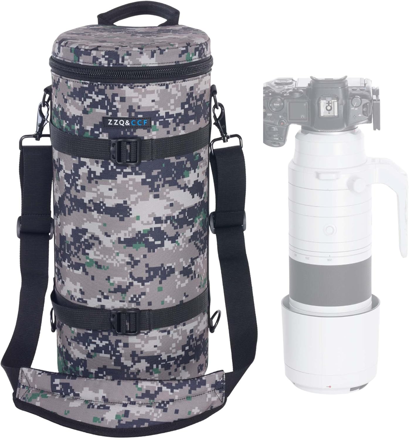 ZZQ&CCF Camera Lens Pouch Bag for Canon RF 200-800mm F6.3-9, Large Thick Lens Carry Bag, Water Resistant Protective Camera Lens Pouch for Super-telephoto Zoom #UCP