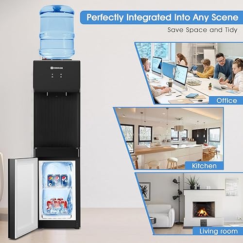 Miniatura 5 de Dispensador de enfriador de agua de carga superior, enfriador de agua caliente y fría de 5 galones con gabinete congelador, dispensador de agua con