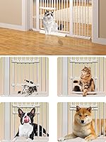 Vista 4 de Puerta extra alta para gatos de 55.11 pulgadas, puerta de 29.5-40.6 pulgadas de ancho con puerta pequeña para gatos, puerta de seguridad