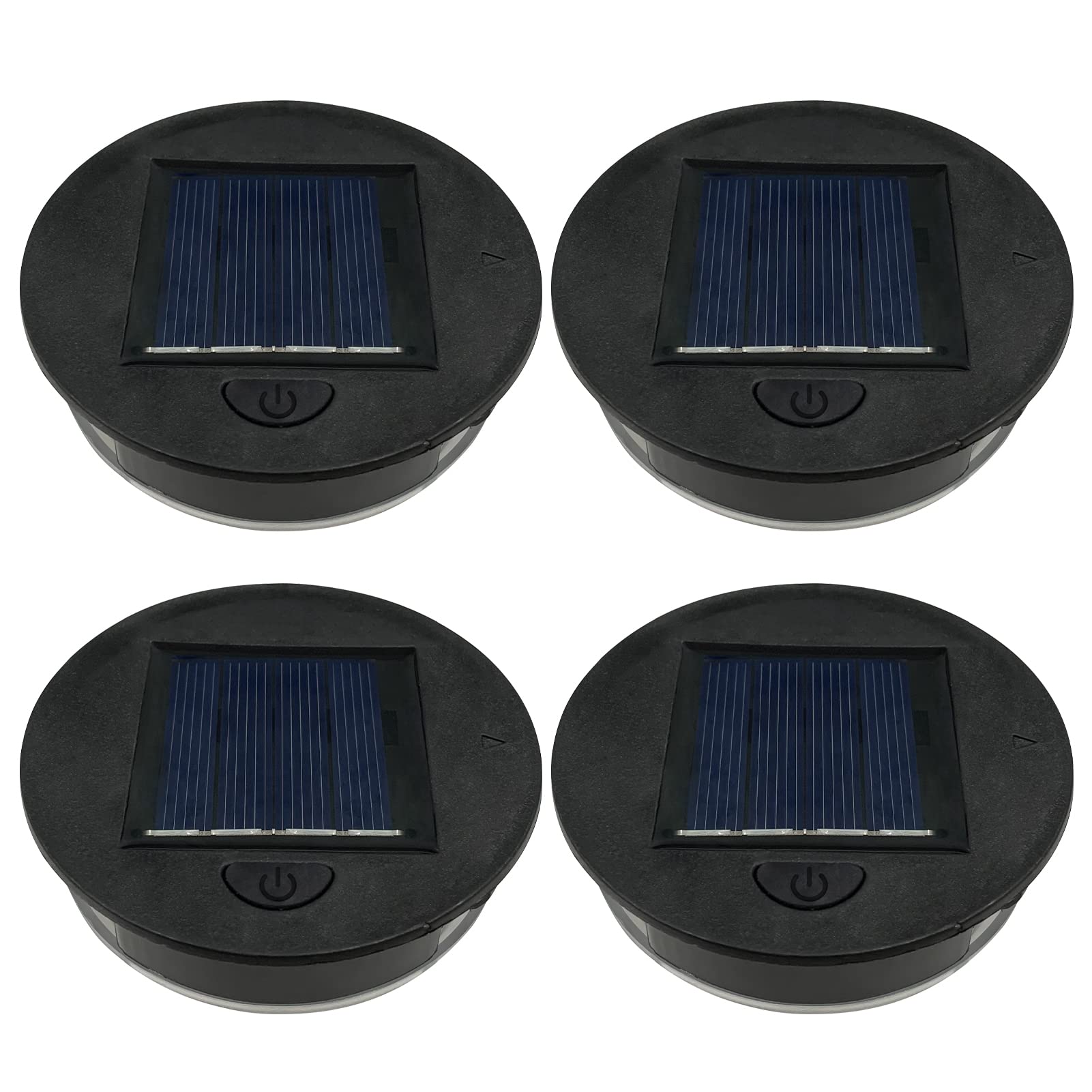 Ulemondee Black 2Pcs/4Pcs Solar Lantern Light Replacement Top 8Cm/3.1Inch,Led Solar Panel Lantern Lid Lights Bulb Replacement Part, For Outdoor Hanging Lanterns Diy Table Lights Garden Patio Decor (4Pcs)