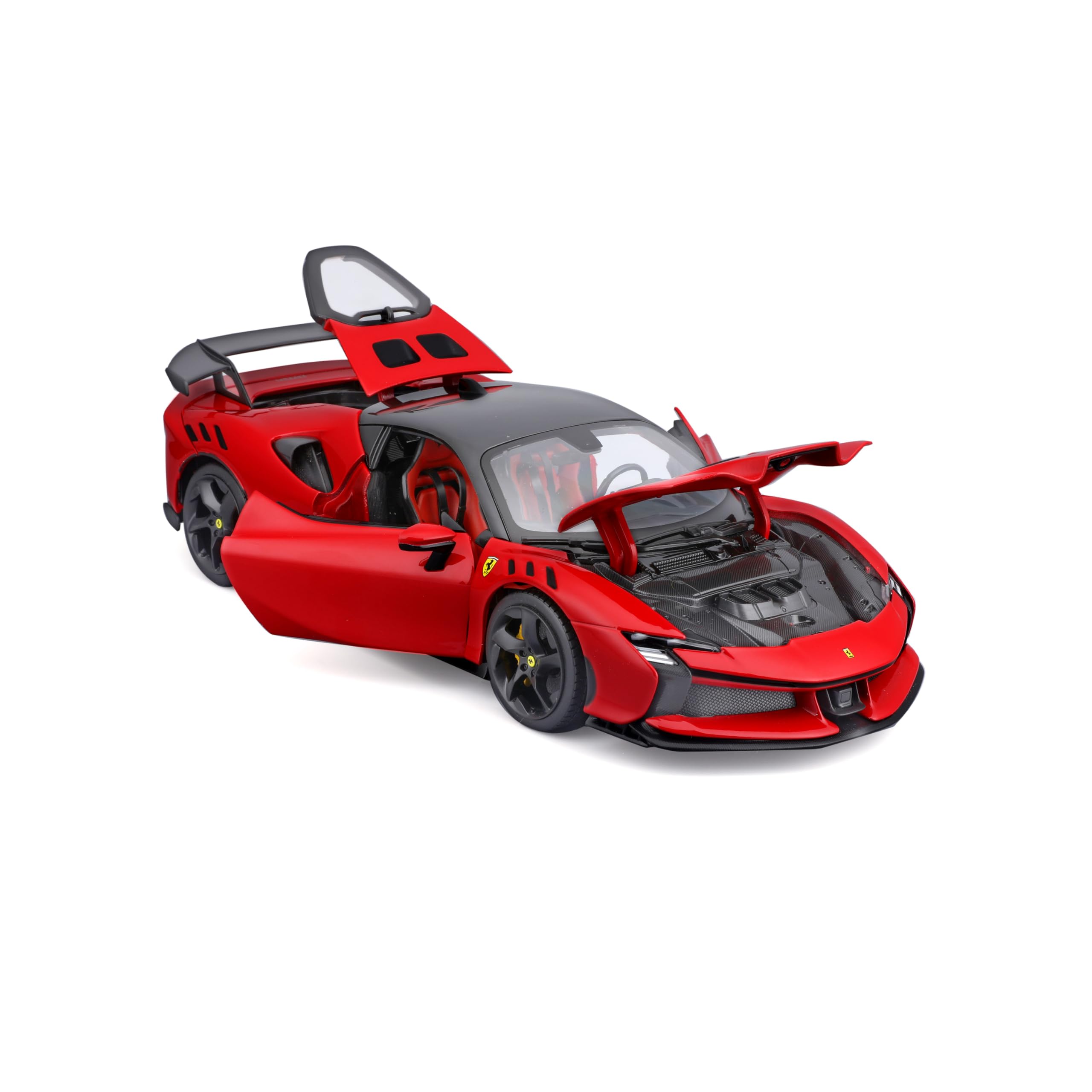 Bburago "Race&Play Ferrari SF90 XX Stradale, Rosso Corsa - Supercar Modellauto 1:18 Die-Cast Originalgetreues Sammlerauto Spielzeugauto mit beweglichen Elementen ab 3+ (18-16020RD-1)