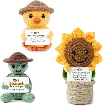 Crochet Chicken Turtle Sunflower Bundle - Emotional Support Gifts for Mom Birthday Christmas
