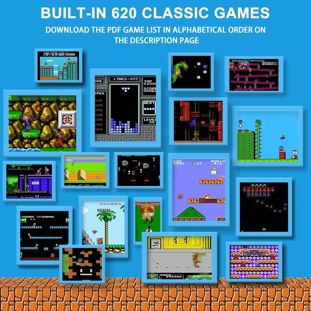 Retro Game Console Classic Mini Games, Preloaded Game Console, Mini Game Consoles with 2 Classic Mini Retro Game Console Controllers, AV Cable, and 620 Classic Games from Your Childhood : Video Games