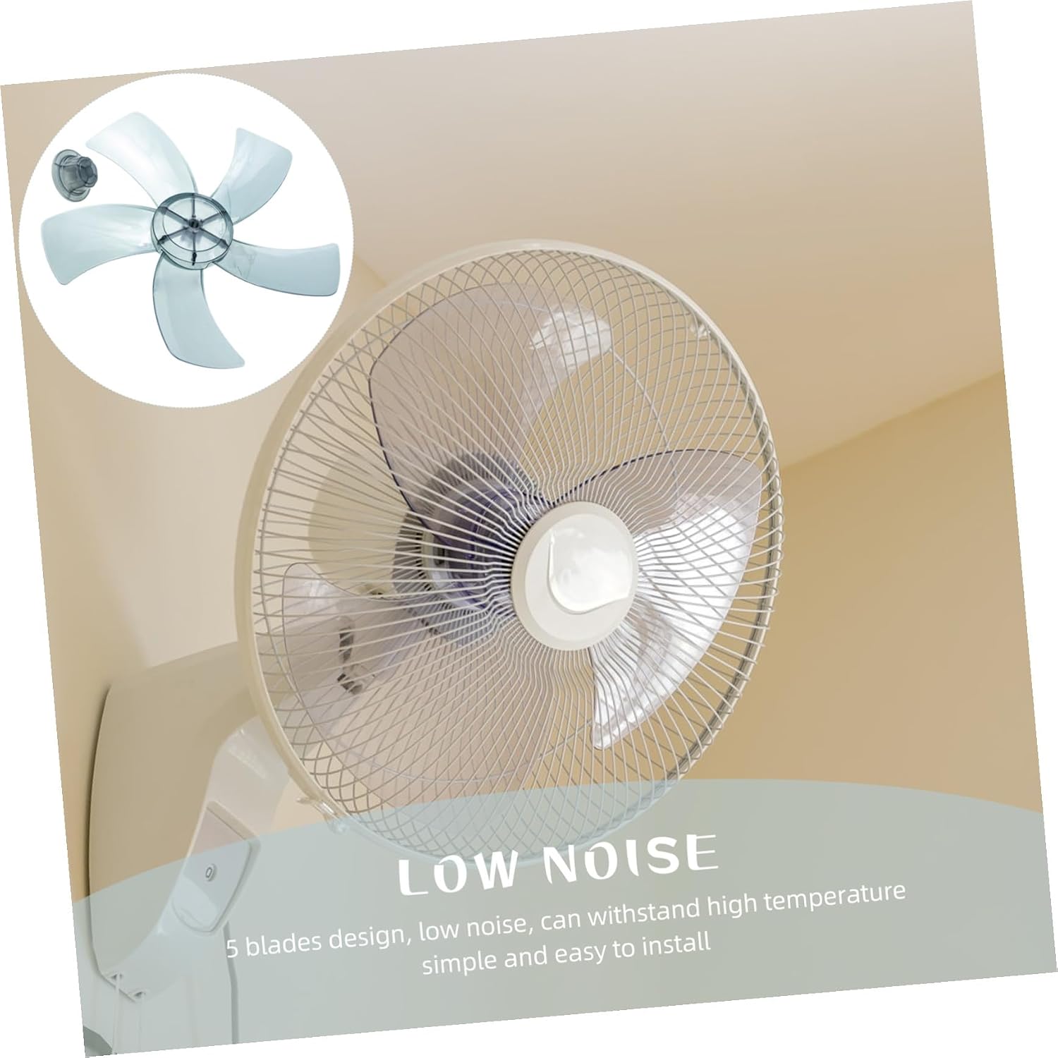 DOITOOL 11 Inch Plastic Fan Blade Replacement with Nut Cover, 5 Leaves Universal Replacement Blades for General Standing Fan Pedestal Table Fanner