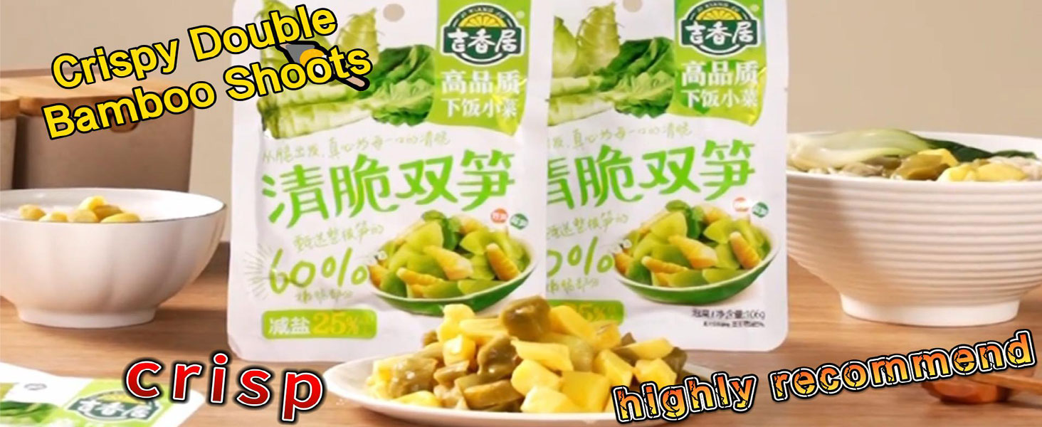 Zhacai Pickled（575g/20.3oz,6Packs/Bag) Si Chuan Zha Cai For Sushi Chinese Pickles Variety Set Asparagus Lettuce & Bamboo Shoots Kelp Shreds Ginger Slices Cucumber Kimchi Preserved Mustard Stem