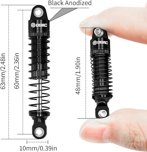 Miniatura 6 de OGRC - Amortiguador roscado de aceite, amortiguador roscado de 2.323 in para TRX4M 118 RC Crawler piezas de actualización (negro)