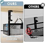 Cable Management, 64CM Cable Management Under Desk No Drill, Metal Cord Organizer with Clamp for Standing Desk, Cable Organizer for Home Office, Black