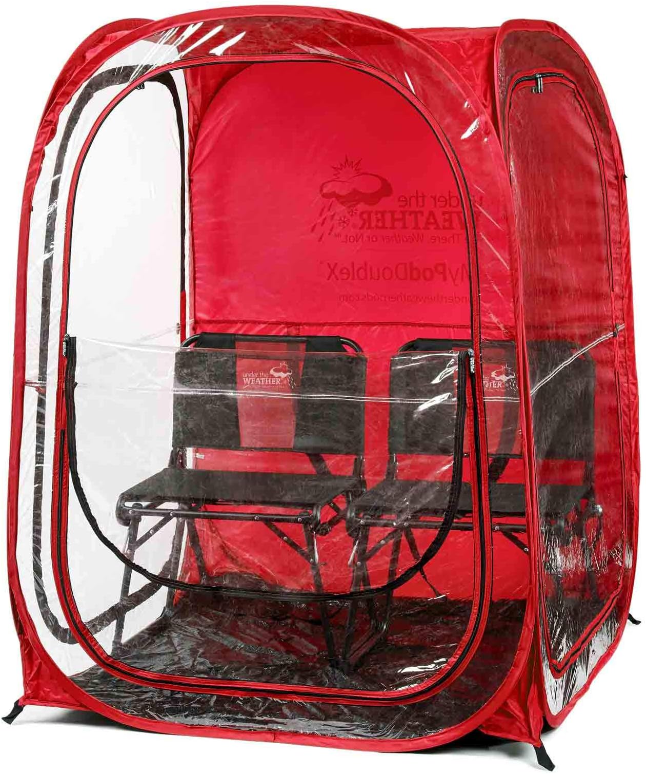WeatherPod® The Original Shark Tank MyPod™ 1-2 Person Pop-Up Pod - Stay Warm, Dry, and Out of The Sun - Weather Pod for Sports, Rain, or Wind (Red, 46" L x 46" W x 59" H)