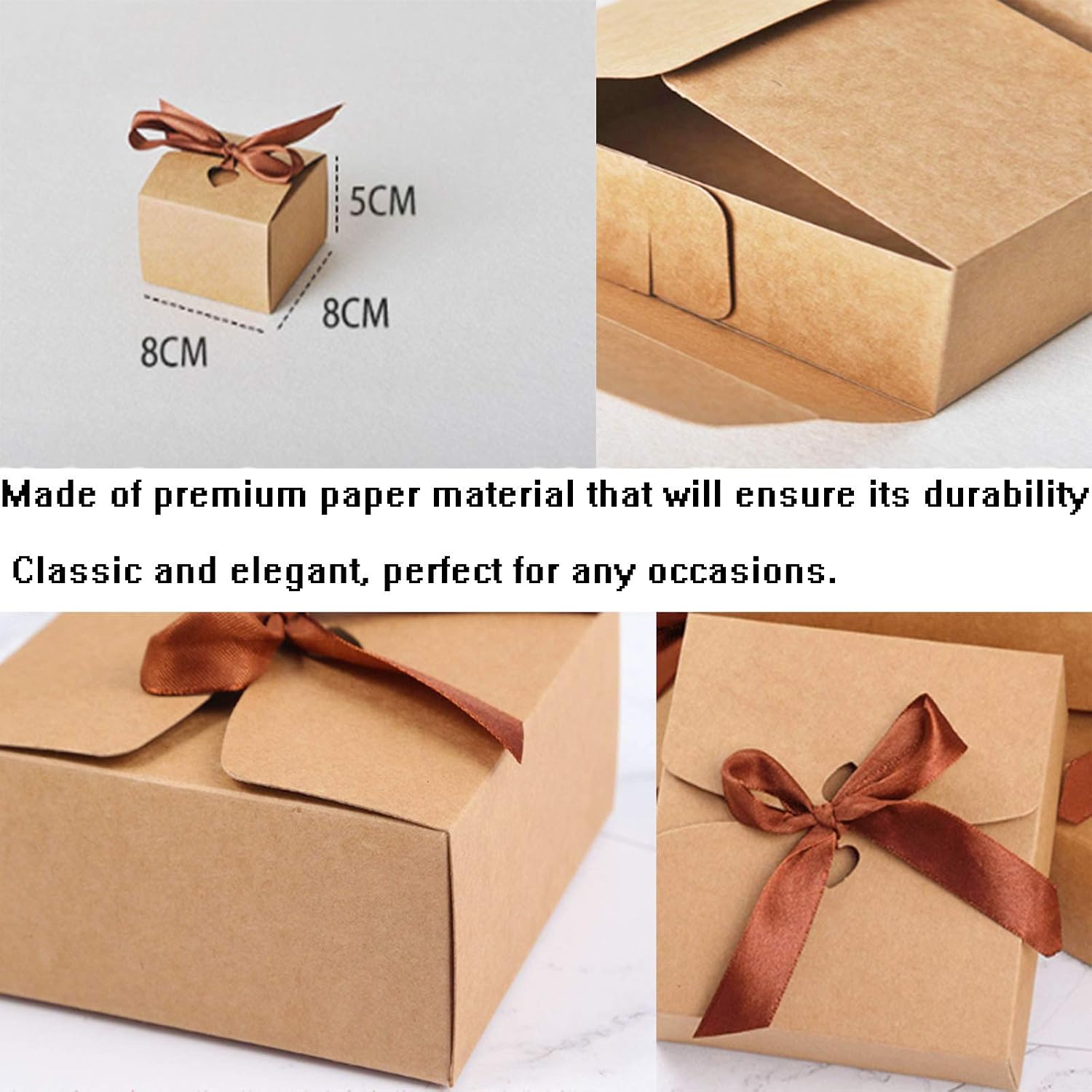 Allbusky 30PCS Kraft Paper Candy Boxes, Sweet Wedding & Party Gift Packs for Occasions, Kraft Paper Color, 1 count (Pack of 30) - Image 5
