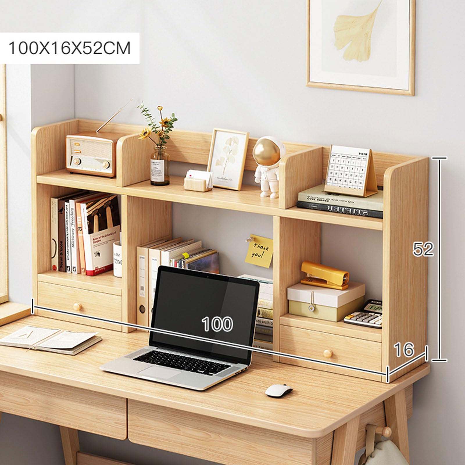 Schreibtisch-Bücherregal aus Holz – 3-stöckiges Bücherregal mit 5 Regalen, stilvolle Aufbewahrungsnizer für Home Office & Wohnheim – perfekt für Computertisch und Präsentationsbedarf