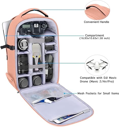 Miniatura 56 de MOSISO Mochila para cámaras réflex digital de un solo objetivo, réflex de un solo objetivo o sin espejo, funda rígida impermeable de 15 a 16
