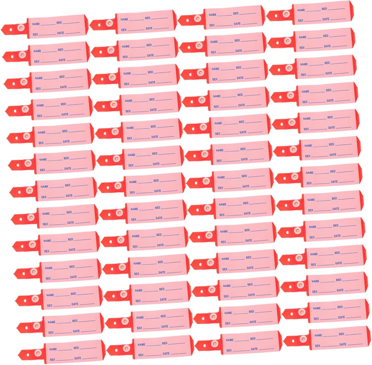 SECFOU 100pcs Crimson Identification Bracelets Adult Size Disposable Plastic Hospital Wristbands for Patient Nursing and Elderly Care