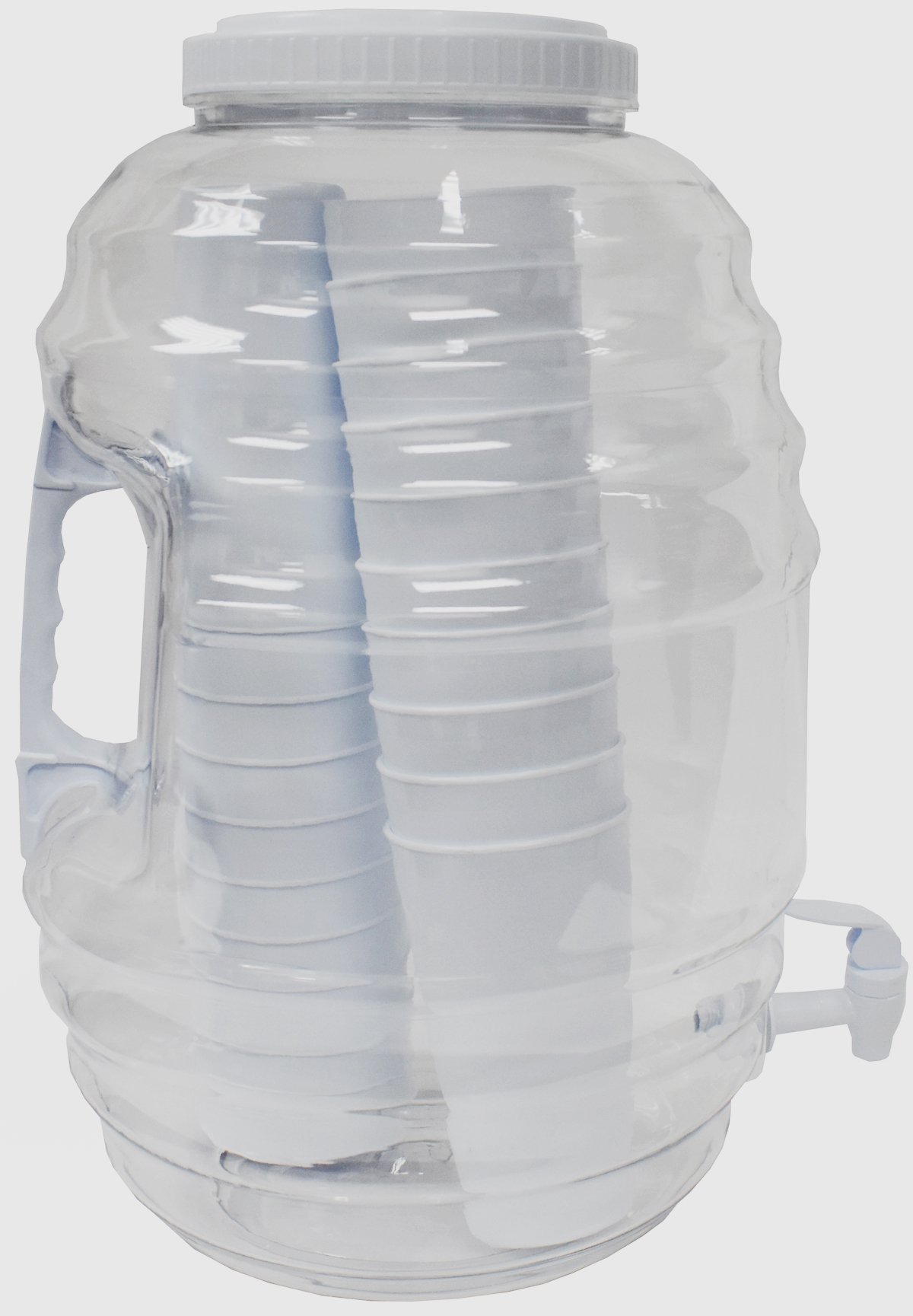 American Made P-03195 Maid Lon Vitrolero Beverage Dispenser with Tumblers Inside, 5 gal, White