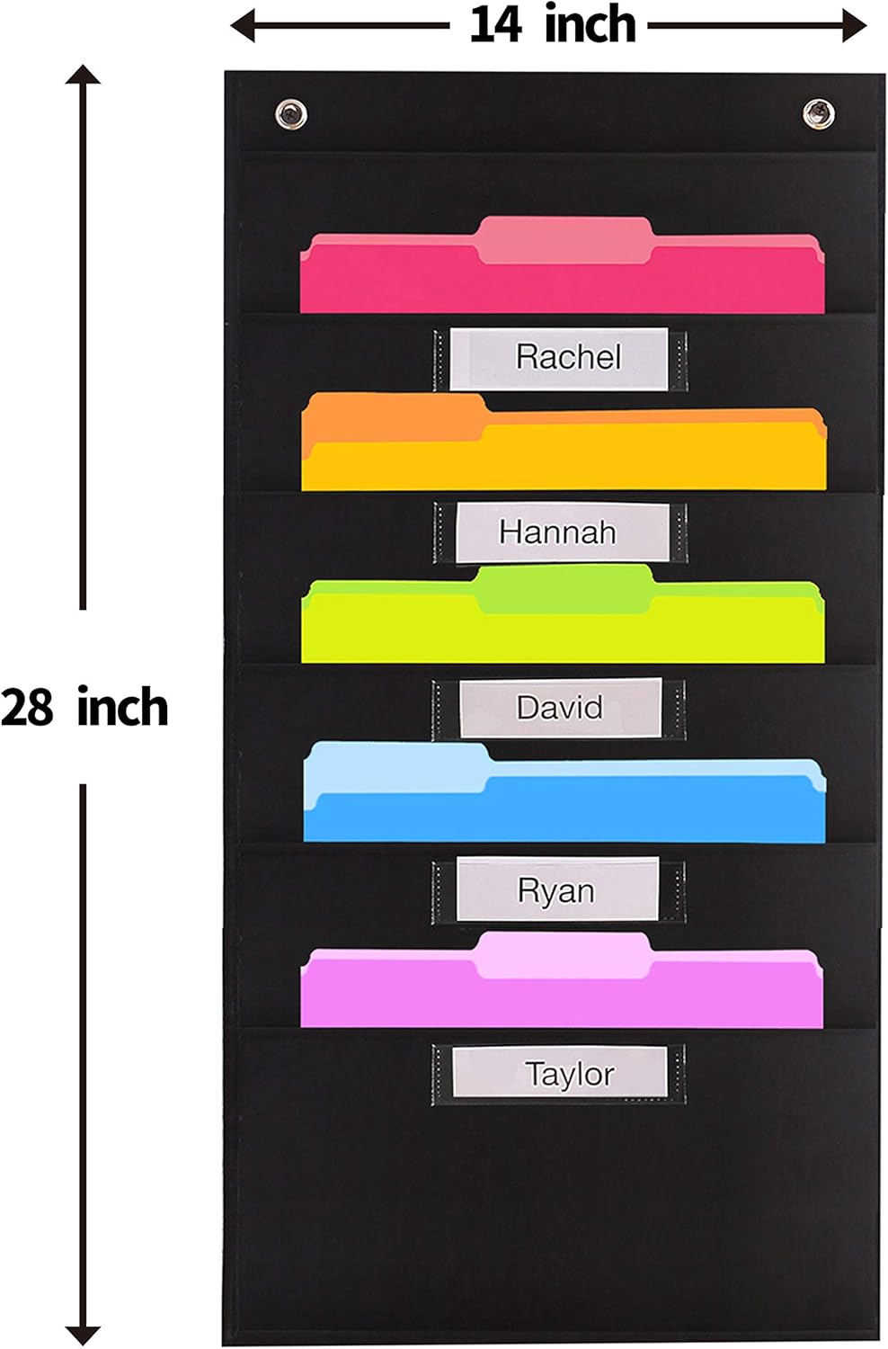 Heavy Duty Storage Pocket Chart with 20 Nametag Pocket, Hanging Wall File Organizer by Hippo Creation - Organize Your Assignments, Files, Scrapbook Papers & More (Black) : Office Products