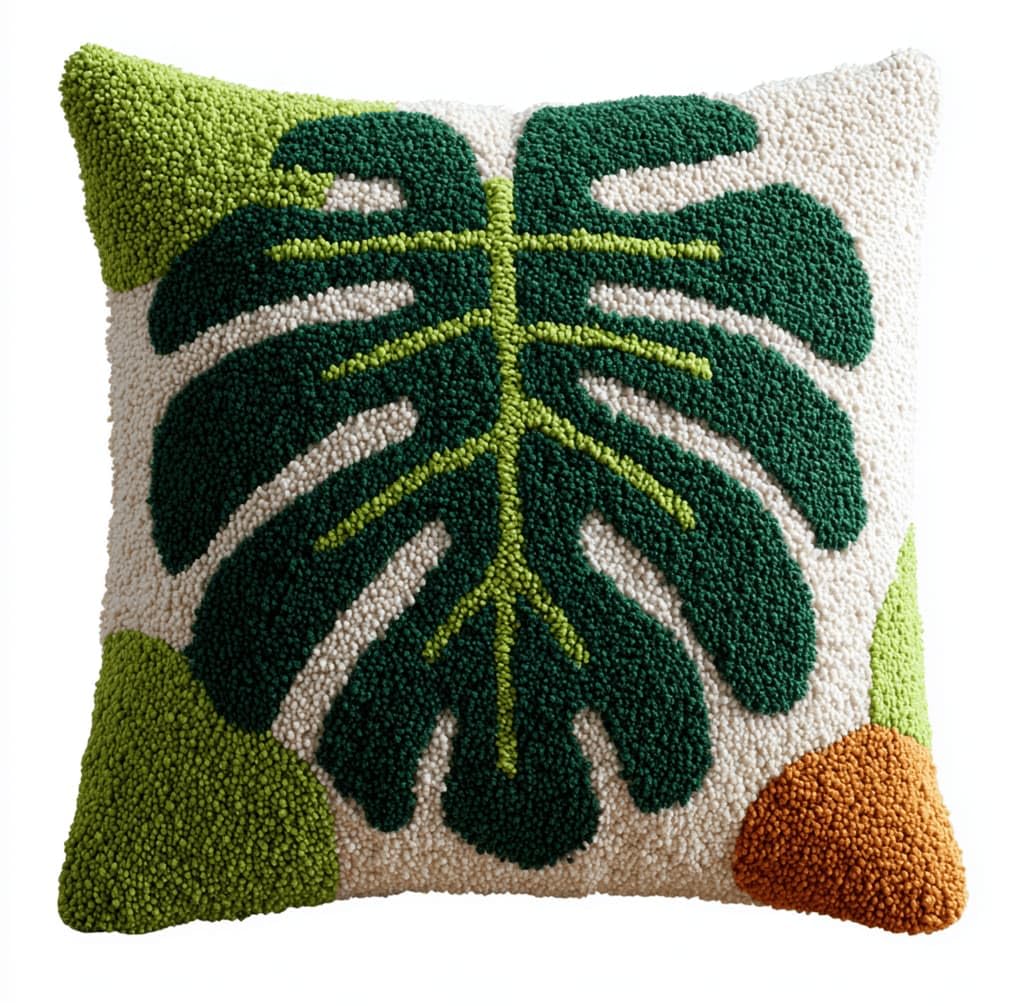 Kitquiver Latch Hook Cushion Kit,Leaf DIY Throw Pillow Cover 43X43Cm