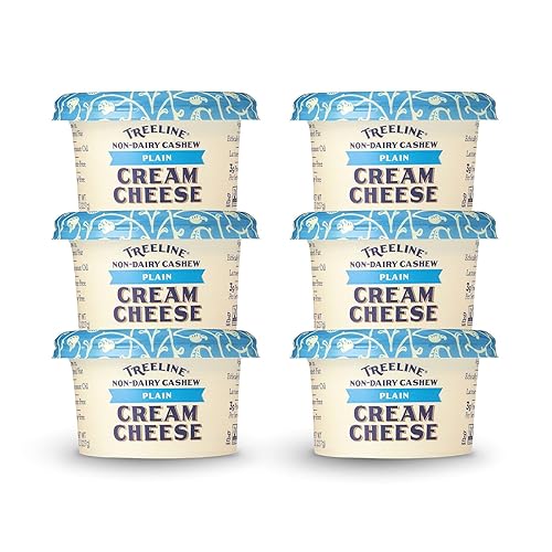 Treeline Cheese - Queso crema vegano sin lácteos, 8 onzas, paquete de 6 (liso)