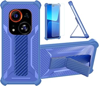 Aroepurt Case for Tecno Phantom X2 Pro Phone Case Stand Cover [with Tempered Glass Screen Protector] Hybrid Case [Folding Support Magnetic] [Frosted Anti-Fingerprint] Blue