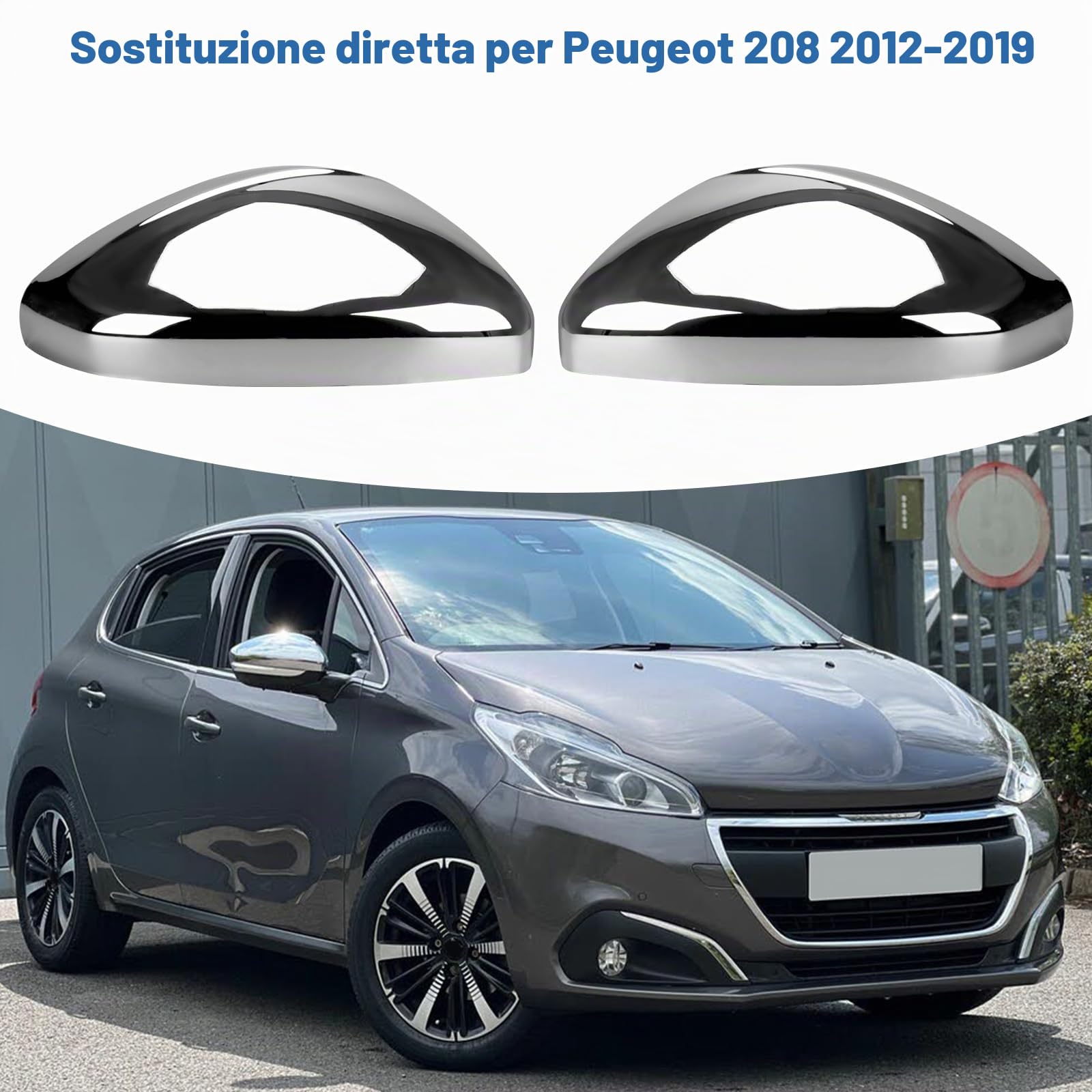 Coperture per specchietti retrovisori auto, 1 paio di coperture per specchietti retrovisori esterni per porte auto, coperture per specchietti retrovisori laterali per Peugeot 208 2008 2012-2019