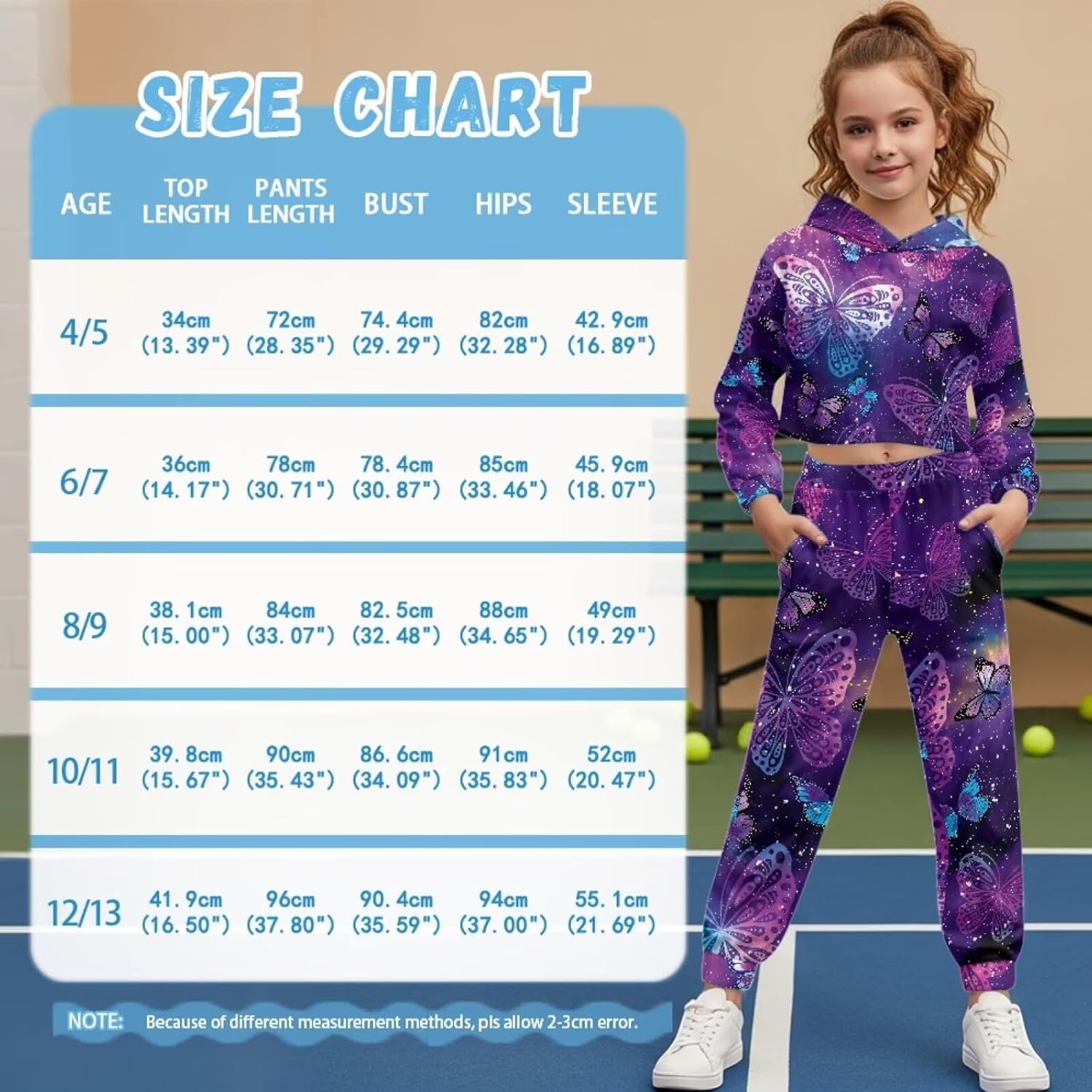 Girls' Active Sweatsuit 2 Piece Outfits Sweatshirt and Pants Girls Tracksuit Set Kids Crop Hoodies Clothing Sets