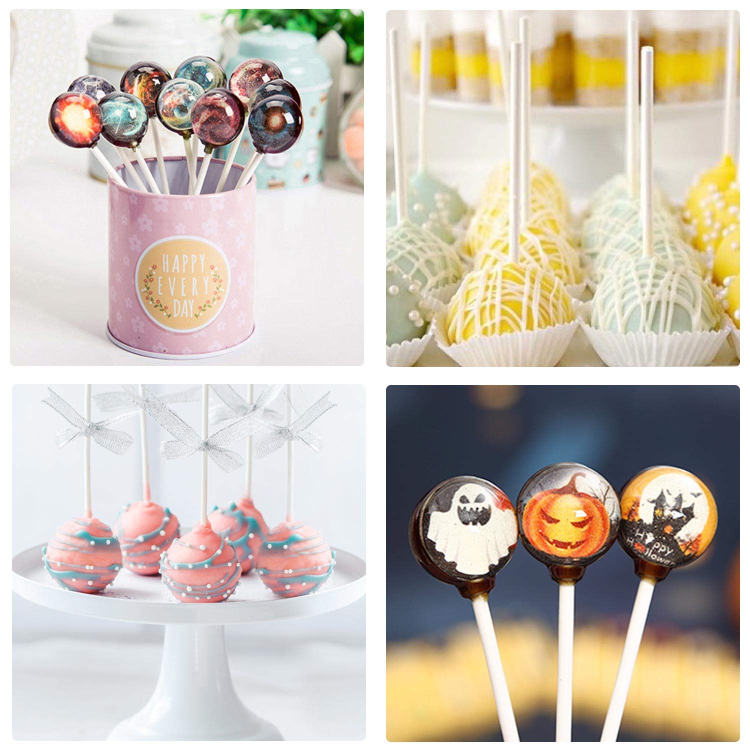 Beasea Lollipop Molds with 50 Paper Sticks, 10Capacity 3D Silicone